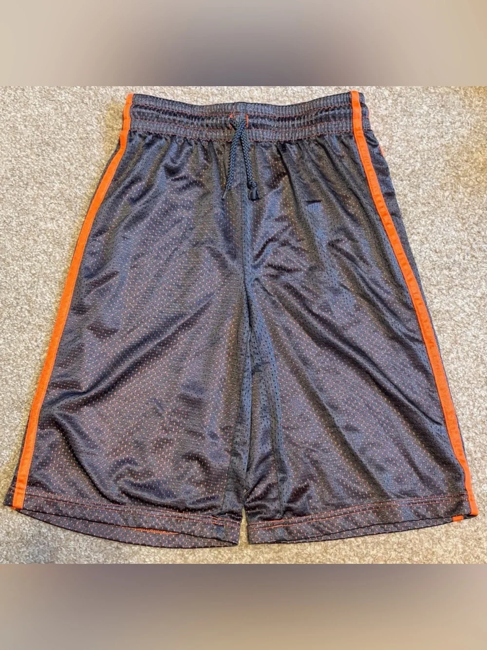 Athletic Basketball Shorts Orange Trim, Boys Size Large (10/12)